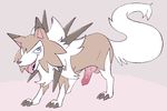  animal_genitalia animal_penis balls canine canine_penis claws erection feral hologram_(artist) knot looking_at_viewer mammal midday_lycanroc naughty_face open_mouth penis quadruped sharp_teeth standing teeth tongue tongue_out 