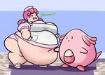  belly big_belly big_breasts breasts burping chansey clothed clothing duo egg female hair lluxury navel nintendo nurse nurse_joy open_mouth panties partially_clothed pink_hair pok&eacute;mon underwear video_games weight_gain 