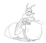  abdominal_bulge arthropod bee belly big_belly big_breasts breasts bulge burping cleavage clothed clothing crown female insect nac navel royalty solo vore wings 