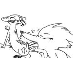  anthro canine charlie_(weaver) disney duo ermine eyes_closed female fox fur male mammal marty_(weaver) monochrome mustelid oral pack_street simple_background sitting size_difference story story_in_description the_weaver tongue tongue_out zootopia 