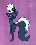  2017 anthro artbirchly_(artist) bra clothed clothing disney female fur hair looking_at_viewer mammal simple_background skunk solo underwear zootopia 