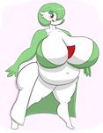  big_breasts big_butt breasts butt drpolice female gardevoir green_hair hair navel nintendo pok&eacute;mon red_eyes slightly_chubby thick_thighs tongue video_games wide_hips 