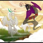  &lt;3 angel_dragon canine chenyere dragon feral male mammal sckhar smile text wings 