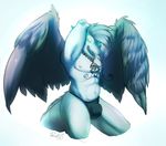  2014 angel_dragon anthro bulge dragon facial_hair flexing glowing glowing_eyes hair jewelry male necklace nipples open_mouth padunk_(artist) pendant pose sckhar signature solo wings 