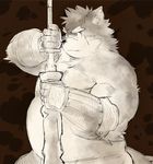  canine dog kira_nerisu male mammal melee_weapon moritaka slightly_chubby solo sword tokyo_afterschool_summoners weapon 