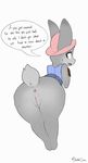 absurd_res anthro anus bottomless butt clitoris clothed clothing derpah disney english_text female hi_res judy_hopps lagomorph looking_back mammal pawtsun presenting presenting_anus presenting_pussy pussy rabbit solo text wide_hips zootopia 