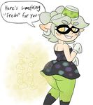  big_butt blush breasts butt cephalopod clothed clothing dialogue drawful-s ear_piercing english_text fart fart_cloud fart_fetish inkling marie marine nintendo piercing smile splatoon squid text video_games yellow_eyes 