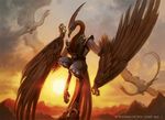  ambiguous_gender anthro aven avian beak bird clothing dragon feathered_wings feathers group magic_the_gathering official_art robe winged_arms wings zack_stella 