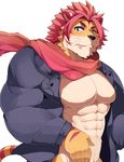  666yubazi anthro feline male mammal muscular nomad pecs simple_background solo tiger tokyo_afterschool_summoners white_background 