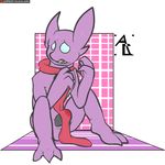  alexclimax anthro anthrofied balls barefoot clothing embarrassed erection erection_under_clothes flat_colors imp looking_away male mostly_nude nintendo penis pok&eacute;mon sableye scarf signature sitting slim solo sweat video_games wet_spot 