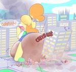  animal_crossing anthro canine diaper dog feces fur hyper hyper_feces hyper_soiling hypermess isabelle_(animal_crossing) macro mammal messy_diaper nintendo open_mouth scat sir-dancalot soiling video_games yellow_fur 