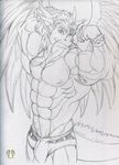  angel_dragon anthro bulge dragon duphasdan flexing male monochrome sckhar solo 