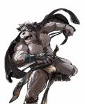  anthro bearwivme body_hair bulge canine chest_hair clothing fangs headband looking_at_viewer male mammal muscular open_mouth solo teeth underwear 