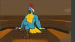 2016 3_fingers 3_toes anthro arm_tuft avian avias_(artist) beak big_muscles bird black_beak black_claws black_markings blue_feathers blue_markings breath_of_the_wild chest_tuft claws colored crossed_legs detailed_background digital_drawing_(artwork) digital_media_(artwork) feathers flat_colors front_view full-length_portrait girly head_tuft inside kass_(zelda) looking_at_viewer male manly markings multicolored_feathers muscular muscular_male nintendo nude orange_eyes pecs portrait sauna sitting solo tail_feathers talons the_legend_of_zelda toes toony tuft video_games white_markings yellow_feathers yellow_markings 
