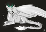  angel_dragon dragon feathered_wings feathers feral fur furred_dragon green_eyes looking_at_viewer male sckhar shin_jii solo wings 