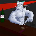  alcohol angel_dragon beverage bottle clothed clothing dragon green_eyes grin keabo male muscular nipples sckhar smile solo topless wine 