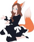  alpha_channel animal_humanoid canine clothed clothing female fox fox_humanoid hair humanoid ltshiroi maid_uniform mammal simple_background solo teeth transparent_background uniform 