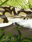  ! 2017 ambiguous_gender brown_scales comic detailed_background digital_media_(artwork) eating feral jungle multicolored_scales oral_vore orange_eyes outside reptile scales scalie signature snake swallowing tan_scales unseen_character vellum vore white_scales yellow_scales 