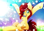  cutie_mark equine eyelashes fan_character female fur hair hooves mammal my_little_pony open_mouth rariedash red_hair smile solo yellow_fur 