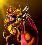  black_scales blue_eyes cynder dragon duo female feral horn looking_at_viewer male membranous_wings nude plaguedogs123 purple_eyes purple_scales scales smile spines spyro spyro_the_dragon video_games wings 