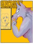  anthro black_nose breasts canine drooling duo english_text eyelashes female fur grey_fur hair human kl0ndike mammal open_mouth saliva sharp_teeth stated_homosexuality teeth text tongue tongue_out were werewolf white_eyes window wolf 