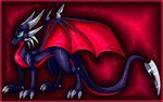  black_scales blue_eyes claws cynder dragon female feral horn membranous_wings nude plaguedogs123 scales smile solo spyro_the_dragon standing video_games wings 