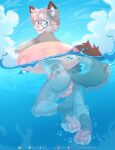 2026 absurd_res anthro bikini bikini_bottom blue_eyes bow_ribbon bubble bulge butt clothed clothing detailed_bulge digital_media_(artwork) dipstick_ears dipstick_tail dipstick_toes domestic_cat ear_markings egyptian_mau eyewear felid feline felis femboy floating floating_ring fur genital_outline glasses grey_body hair happy hi_res looking_at_viewer looking_back looking_back_at_viewer male mammal markings mostly_nude mostly_nude_anthro mostly_nude_male multicolored_ears nixuelle open_mouth outside pawpads paws pink_nose pool_float pool_toy rear_view ribbons round_glasses sioteru smile solo spots spotted_markings summer swimming swimming_pool swimwear tail tail_markings teeth text tongue tuft two-piece_swimsuit underwater_view underwear url water
