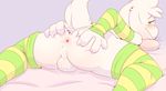  after_sex anthro anus asriel_dreemurr backsack balls blush butt caprine clothing cub cum_from_ass cum_leaking embarrassed goat leaking leaking_anus legwear looking_back lying male mammal on_front otto0ttsy perineum presenting presenting_anus raised_tail solo spread_butt spreading striped_armwear striped_legwear stripes undertale video_games young 
