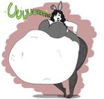  animal_humanoid belly big_belly big_breasts black_hair breasts burping butt clothed clothing female fishnet hair humanoid hyper hyper_belly lagomorph lipstick long_hair makeup mammal navel open_mouth partially_clothed post_vore rabbit_humanoid skimpy smappa torn_clothing vore white_skin 