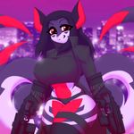  anthro chococosalo clothed clothing female gun hair looking_at_viewer ranged_weapon rifle slightly_chubby smile solo standing teeth thick_thighs unknown_species weapon wide_hips 