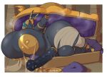 accessory animal_genitalia animal_penis ankh anklet anthro armlet balls big_balls big_breasts big_penis black_body blue_body breasts cock_ring cofagrigus container crossgender cup egyptian equine_genitalia equine_penis female ftg_crossgender fti_crossgender generation_5_pokemon genitals goblet gynomorph hi_res huge_balls huge_breasts huge_hips huge_penis hybrid intersex jewelry looking_at_viewer metal_pasties mr.pink multicolored_body mummy_wrappings myria_(thesaimos) nintendo overweight overweight_anthro overweight_female penis penis_accessory penis_jewelry pillow pokemon pokemon_(species) red_eyes red_sclera sarcophagus scolipede solo tail thick_thighs wide_hips yellow_body