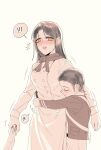  ! !! 1boy 1girl aged_down apron blush cleaver commentary_request dread_hunger genderswap genderswap_(mtf) highres holding holding_cleaver hug hug_from_side jiucang_p military_uniform open_mouth royal_marine_(dread_hunger) ship's_cook_(dread_hunger) smile speech_bubble spoken_exclamation_mark translation_request yellow_eyes 