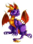  claws dragon feral horn male membranous_wings plaguedogs123 purple_eyes purple_scales scales simple_background sitting smile solo spines spyro spyro_the_dragon video_games white_background wings 