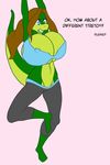  anthro big_breasts blue_eyes breasts brown_hair clothing female hair huge_breasts lizard reptile samantha_brooks sarcolopter scalie shirt solo tank_top wii_fit 