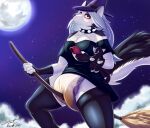 anthro biteybaby black_clothing black_dress bodily_fluids broom broom_riding canid canid_demon canine choker cleaning_tool clothed clothing demon diaper dress electronics feces female genital_fluids hat headgear headwear hellaverse hellhound helluva_boss hi_res hug hugging_object hugging_plushie jewelry loona_(helluva_boss) magic_user mammal moon mythological_canine mythological_creature mythology necklace peed phone plushie pooped red_sclera snout soiled_diaper solo unclean_diaper urine used_diaper using_phone wearing_diaper wet_diaper white_eyes witch witch_hat witchcraft