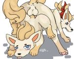 5:4 animal_genitalia animal_penis animal_vulva bodily_fluids canid canine canis cum cum_drip cum_inside domestic_dog dripping duo ejaculation female feral fur genital_fluids genitals happy happy_sex hi_res male male/female mammal paws penis pinkcandyzhou roco_kingdom roco_kingdom:world sex spread_legs spreading vulva yellow_body yellow_fur
