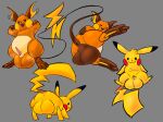 all_fours animal_genitalia animal_penis anthro armpit_musk balls balls_focus big_balls biped flexing_pecs fur generation_1_pokemon genitals group hi_res looking_at_viewer looking_back lying male musk musky_balls nintendo on_side orange_body orange_fur penis pikachu pokemon pokemon_(species) raichu rodent_penis standing supersponger yellow_body yellow_fur