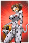  2017 anthro balls blonde_hair blue_eyes bodysuit breasts brown_hair bulge canine clothing collie dalmatian disguise dog female freckles hair invalid_tag libra-11 looking_at_viewer male mammal mask nipples open_mouth penis rubber skinsuit solo spots suit tight_clothing 