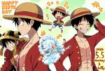  +++ 1boy abs arms_up birthday black_hair cape character_name chibi chibi_inset closed_eyes collarbone commentary_request cross_scar dated fake_horns from_side fur_cape gear_fifth grin happy_birthday hat helmet horned_helmet horns male_focus monkey_d._luffy multiple_views musical_note official_alternate_costume one_piece open_clothes open_mouth open_shirt profile red_cape red_eyes red_shirt sandals scar scar_on_cheek scar_on_chest scar_on_face shirasu_lululu shirt short_hair shorts smile straw_hat transformation upper_body white_hair white_shorts 