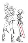  2girls absurdres android arm_cannon beam_cannon blame! cibo cyberpunk cyborg energy_cannon graviton_beam_emitter highres joints mechanical_arms mechanical_legs mechanical_spine medium_hair multiple_girls robot_joints safeguard_(blame!) sanakan science_fiction short_hair spyair4848 weapon 