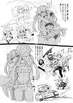 4girls :< absurdres arms_around_neck ass azusa_(blue_archive) azusa_(swimsuit)_(blue_archive) bikini bikini_skirt bindonkan blue_archive blush clenched_teeth commentary_request exercising feathered_wings fighting frilled_bikini frills greyscale gun halo hifumi_(blue_archive) hifumi_(swimsuit)_(blue_archive) highres holding holding_gun holding_weapon hug jacket looking_at_another low_wings lying_on_person military_vehicle monochrome motor_vehicle multiple_girls muscular muscular_female neckerchief off-shoulder_bikini off_shoulder official_alternate_costume pantyhose push-ups rifle sailor_collar shirt shoes short_shorts shorts skirt sneakers sukeban_(smg)_(blue_archive) swimsuit tank tank_top teeth translation_request twintails weapon wings yuri 