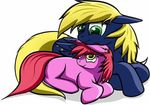  age_difference cuddling cute equine female green_eyes horse mammal my_little_pony nova_era pegasus ponification pony size_difference unknown_artist wings young 