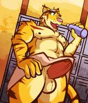  eyewear feline goggles locker_room male mammal morenatsu penis solo tiger torahiko_(morenatsu) towel ventkazemaru 