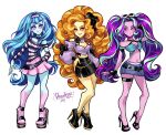  3girls :d adagio_dazzle adagio_dazzle_(human) alternate_costume ankle_boots aqua_streaks aria_blaze aria_blaze_(human) arm_at_side arm_up artist_name asymmetrical_sleeves bare_arms bare_legs bare_shoulders belt black_belt black_boots black_bow black_choker black_gloves black_sandals black_shirt black_skirt blonde_streaks blue_hair blue_shirt blue_skin blue_skirt boots bow breasts buckle character_name choker cleavage closed_mouth colored_skin commentary commission contrapposto criss-cross_halter crop_top cropped_shirt curly_hair curtained_hair denim denim_skirt earrings english_commentary equestria_girls:_rainbow_rocks eyeshadow fingerless_gloves frown full_body gem gloves goggles goggles_on_head gold_boots grey_choker grey_shirt grin hair_bow hair_down hairband halterneck hand_on_own_head hand_on_own_hip heart heart-shaped_buckle high_heel_boots high_heel_sandals high_heels highres jewelry kneehighs knees_together_feet_apart libbly_libby long_hair long_sleeves looking_at_viewer makeup midriff miniskirt multicolored_boots multicolored_hair multiple_girls my_little_pony my_little_pony:_equestria_girls my_little_pony:_friendship_is_magic nail_polish navel off-shoulder_shirt off_shoulder official_alternate_hairstyle orange_hair parted_bangs pencil_skirt pigeon-toed pink_eyes pink_eyeshadow pink_hairband pink_nails pink_skin pink_skirt pink_socks plantar_flexion pleated_skirt puffy_long_sleeves puffy_sleeves purple_eyes purple_hair raised_eyebrow red_gem round_eyewear sandals shirt short_bangs short_sleeves side_slit sidelocks sideways_glance simple_background skirt sleeve_bow small_breasts smile socks sonata_dusk sonata_dusk_(human) standing stomach streaked_hair the_dazzlings_(my_little_pony) thick_eyelashes thigh_strap toes tsurime turning_head twintails two-tone_boots two-tone_shirt uneven_sleeves v-bangs v-shaped_eyebrows very_long_hair wavy_hair white-framed_eyewear white_background white_eyeshadow white_shirt yellow_eyeshadow yellow_skin 