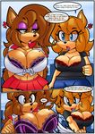  akatsukishiranui-fox big_breasts bra breasts clothing dreamcastzx1 female hedgehog huge_breasts mammal skirt sonic_fan_characters tight_outfit torn_clothing underwear 