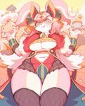  anthro big_breasts breasts cake cleavage clothed clothing cupcake dessert feline female food fur hair kemono licking licking_lips long_hair looking_at_viewer mammal ponytail ricosye slightly_chubby solo tongue tongue_out under_boob wide_hips 