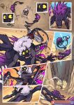  anthro bite claw_marks dagger day feral haplorhine hi_res male mammal melee_weapon monkey monster mountain primate purple_eyes scared scratching shirtless surrounded thrown tristan_(zummeng) weapon yellow_sclera zummeng 