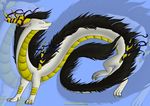  black_hair claws dragon eastern_dragon eyes_closed feral hair horn jay-kuro male smile solo 