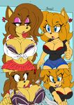  akatsukishiranui-fox anthro big_breasts bra breasts cleavage clothed clothing duo fan_character female hedgehog mammal sonic_(series) torn_clothing underwear 