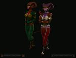  3d_(artwork) amber_eyes animated anner breasts bulge clothed clothing demon dickgirl digital_media_(artwork) ezria green_eyes intersex jessica purple_scales red_scales scales succubus tailwag walk_cycle walking xelthia 